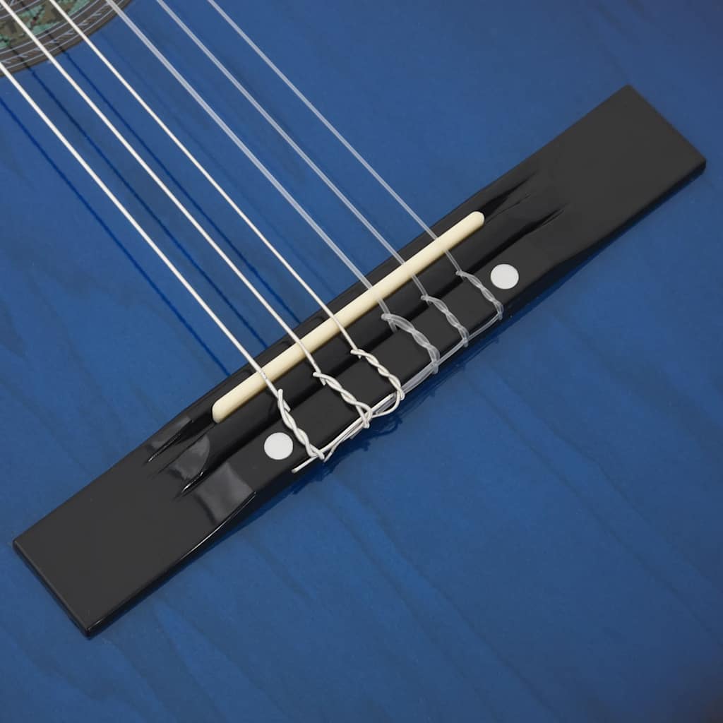 12-tlg. Klassikgitarren-Set für Anfänger Blau 4/4 39"