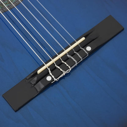 12-tlg. Klassikgitarren-Set für Anfänger Blau 4/4 39"