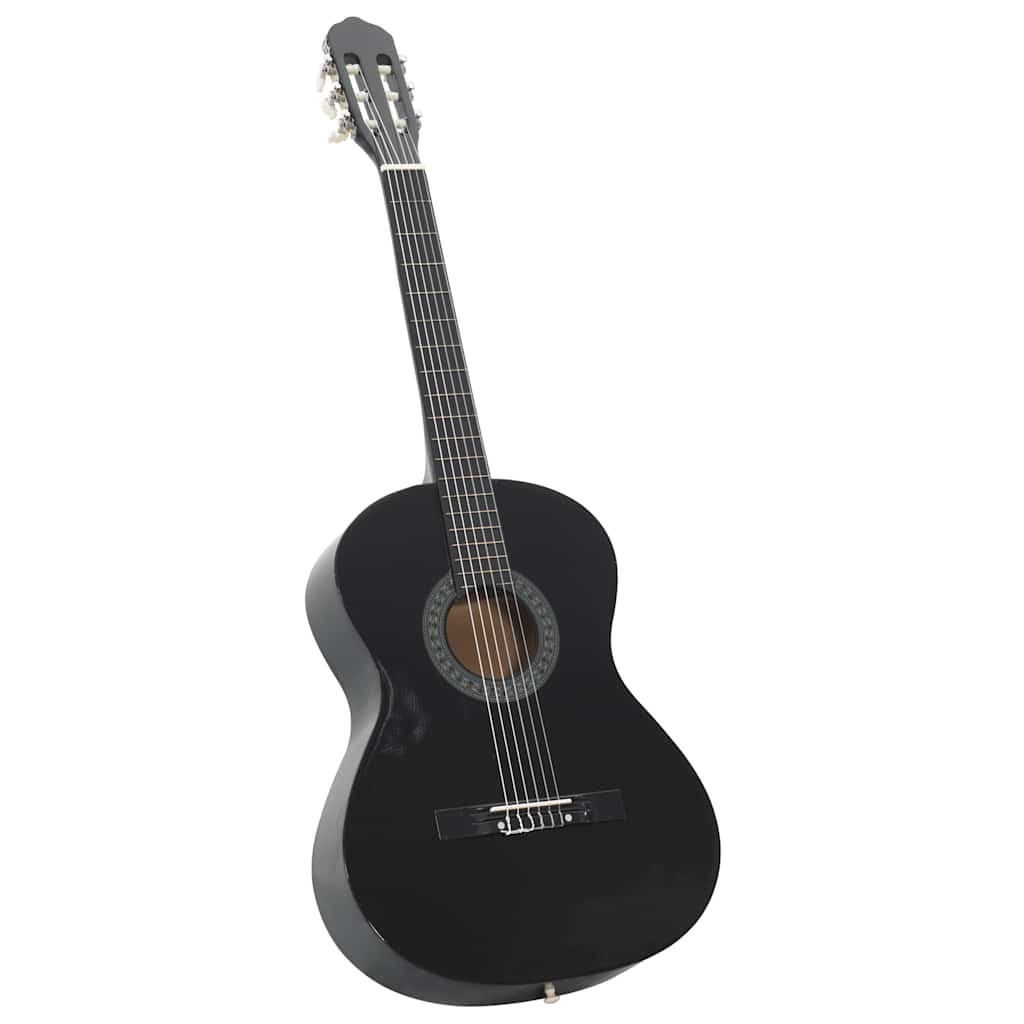 12-tlg. Klassikgitarren-Set für Anfänger Schwarz 4/4 39"
