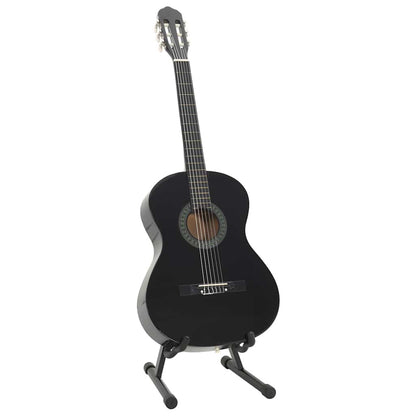 12-tlg. Klassikgitarren-Set für Anfänger Schwarz 4/4 39"