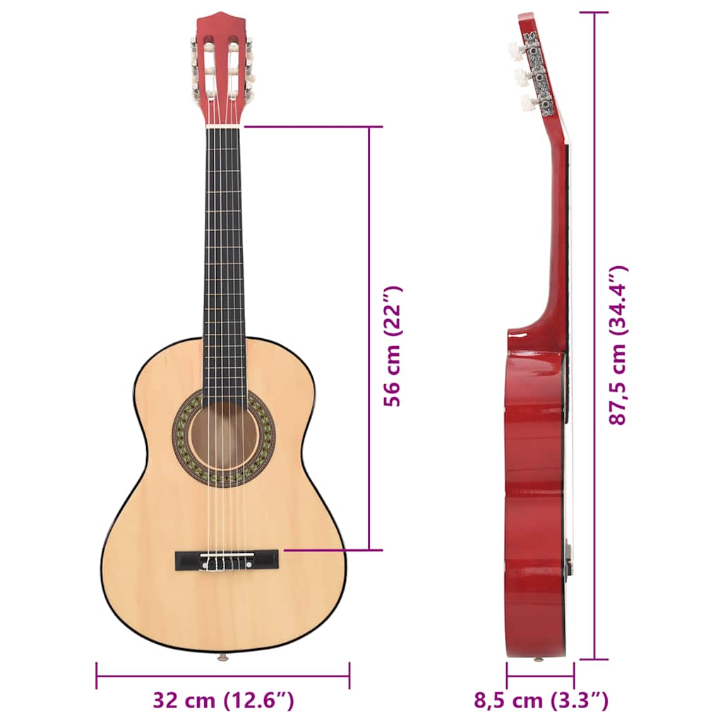 8-tlg. Klassische Gitarre für Kinder-Anfänger 1/2 34"