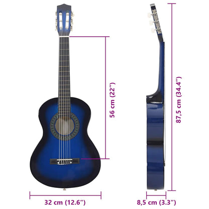Klassikgitarre für Anfänger und Kinder Blau 1/2 34"