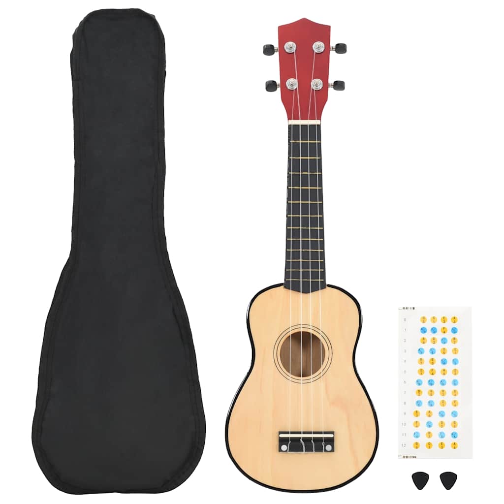 Sopran Ukulele Set für Kinder mit Tasche Dunkles Holz 21"