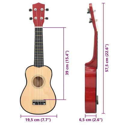 Sopran Ukulele Set für Kinder mit Tasche Helles Holz 23"