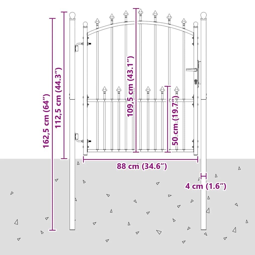 Zauntor Emmen mit Spikes Stahl 104 x 109,5 cm Grün