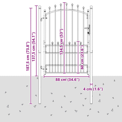 Zauntor mit Spitzen mit Schloss Schwarz 100 x 175 cm