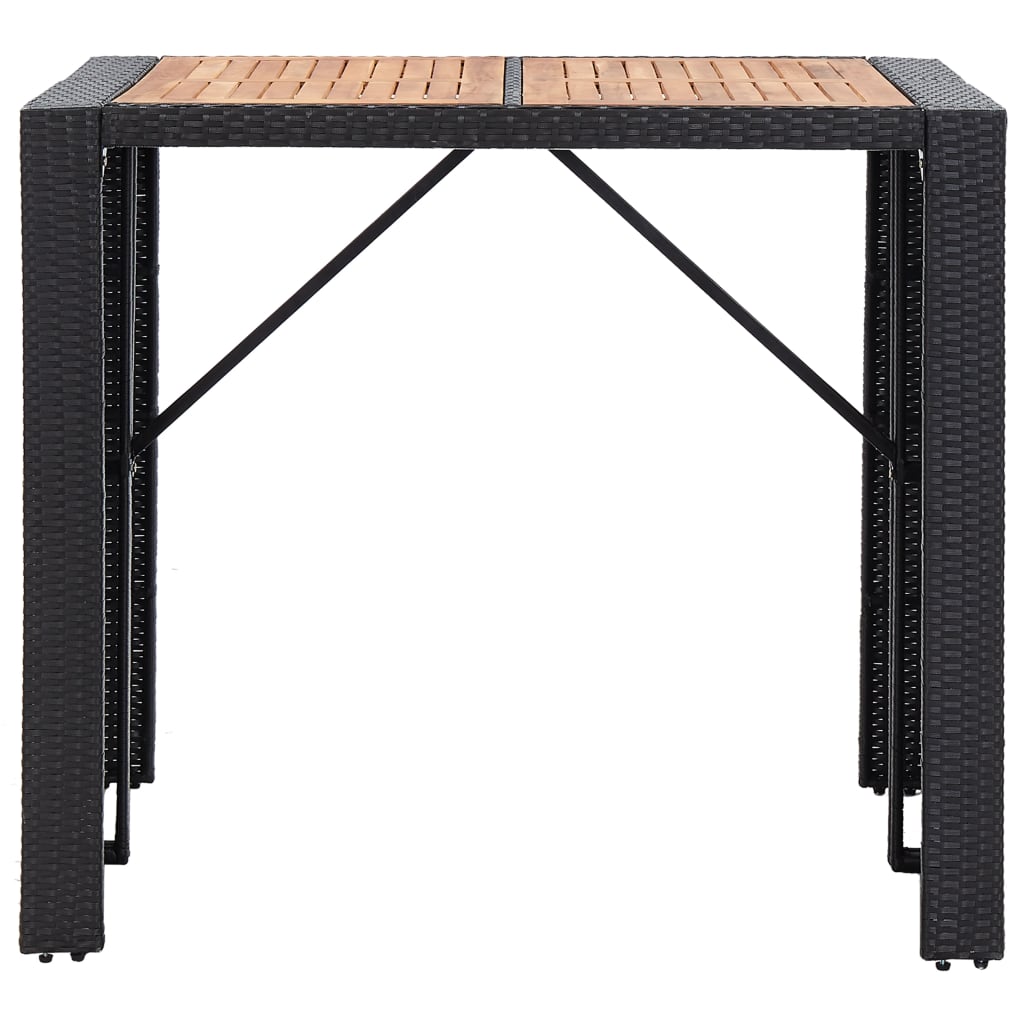 vidaXL 5-tlg. Garten-Bar-Set Poly Rattan und Akazienholz Schwarz