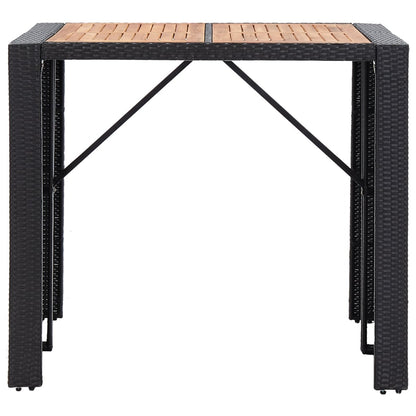 vidaXL 5-tlg. Garten-Bar-Set Poly Rattan und Akazienholz Schwarz