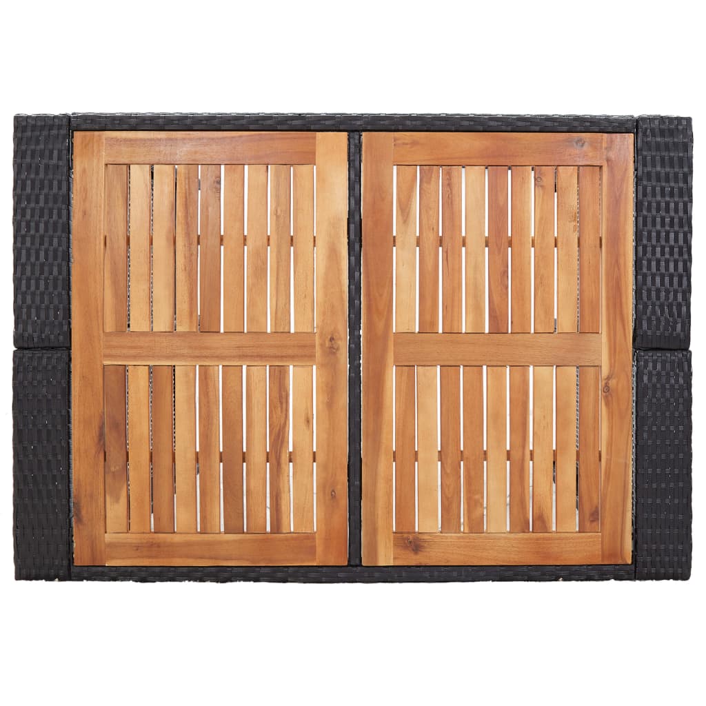vidaXL 5-tlg. Garten-Bar-Set Poly Rattan und Akazienholz Schwarz