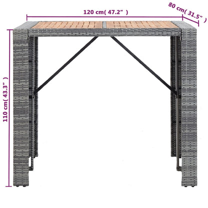 vidaXL 5-tlg. Garten-Bar-Set Poly Rattan und Akazienholz Grau