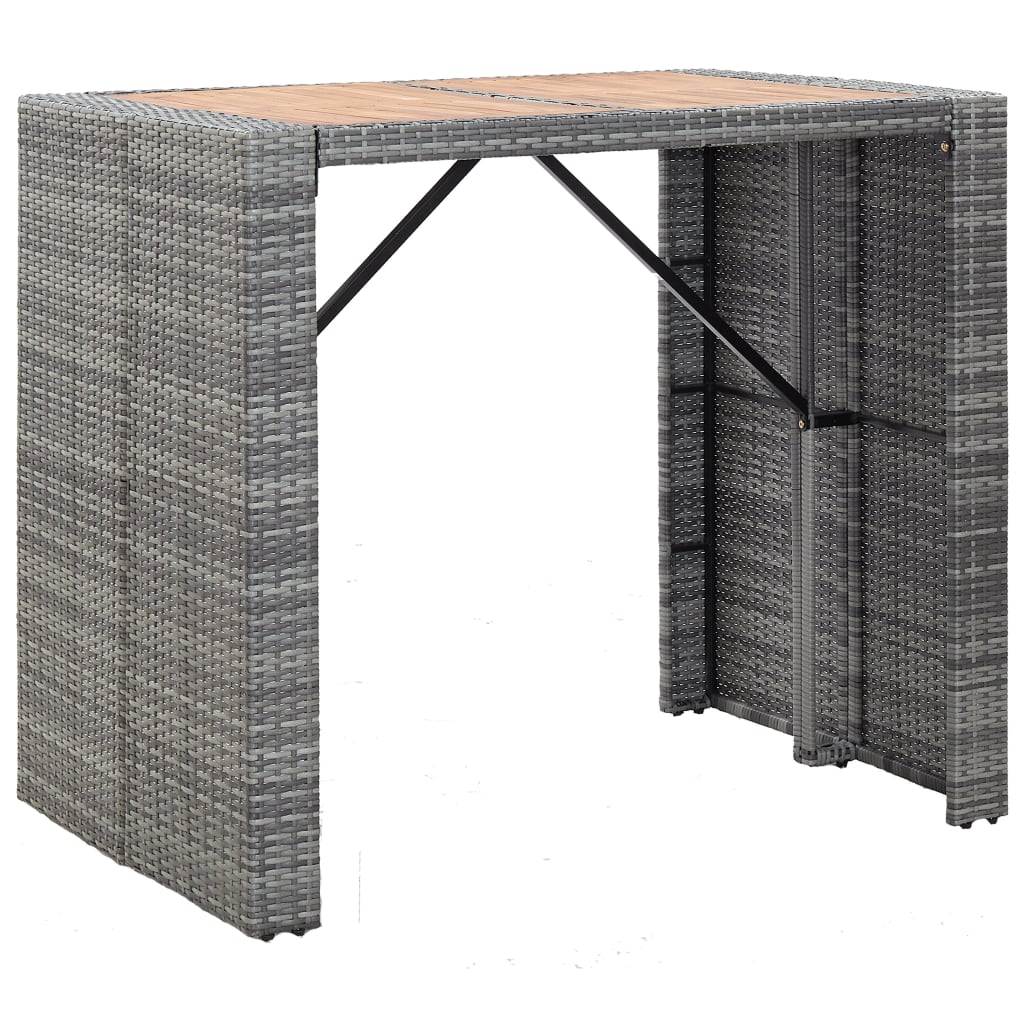 vidaXL 5-tlg. Garten-Bar-Set Poly Rattan und Akazienholz Grau
