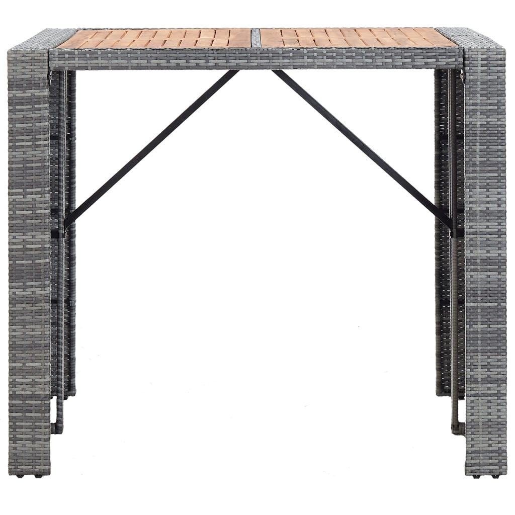 vidaXL 5-tlg. Garten-Bar-Set Poly Rattan und Akazienholz Grau