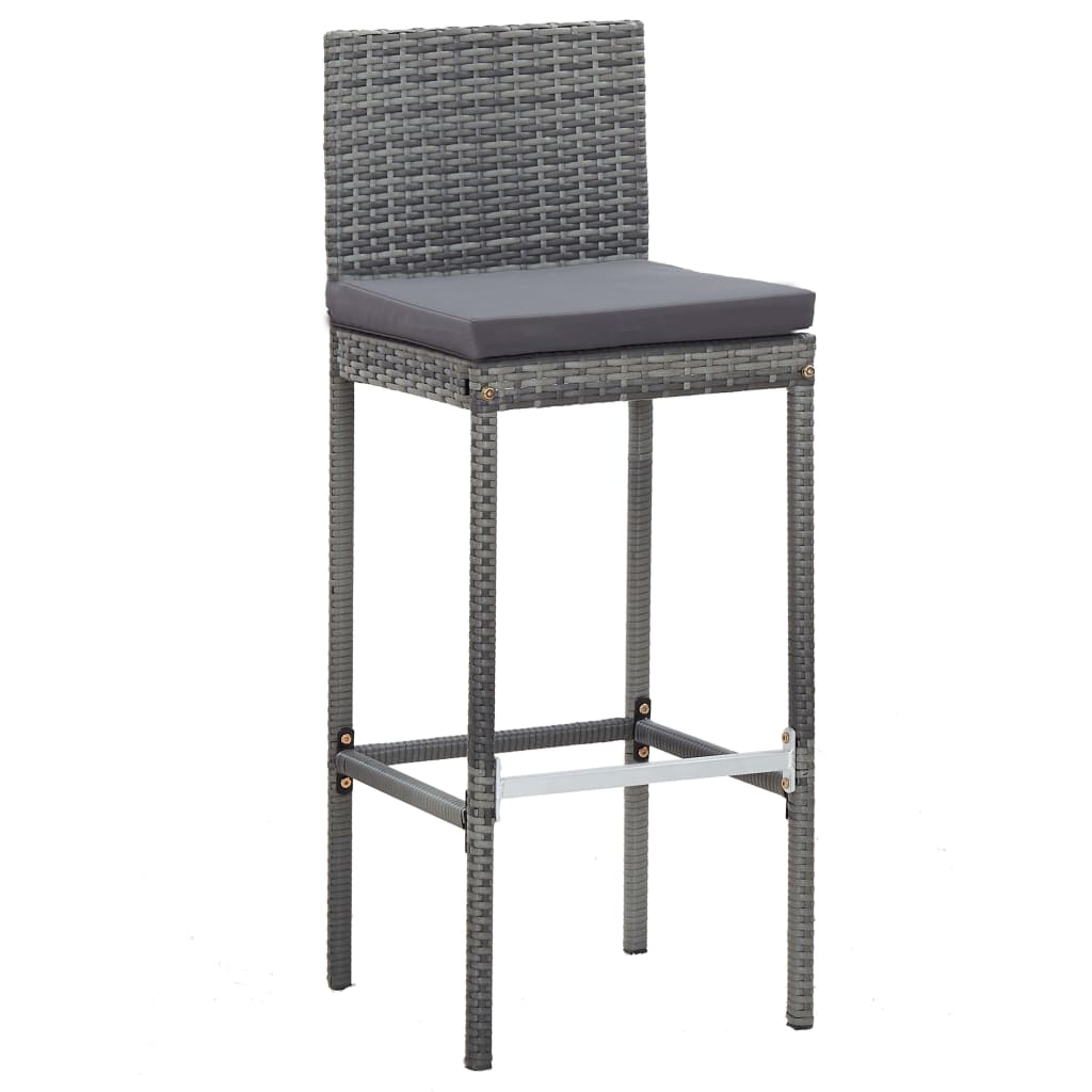 vidaXL 5-tlg. Garten-Bar-Set Poly Rattan und Akazienholz Grau