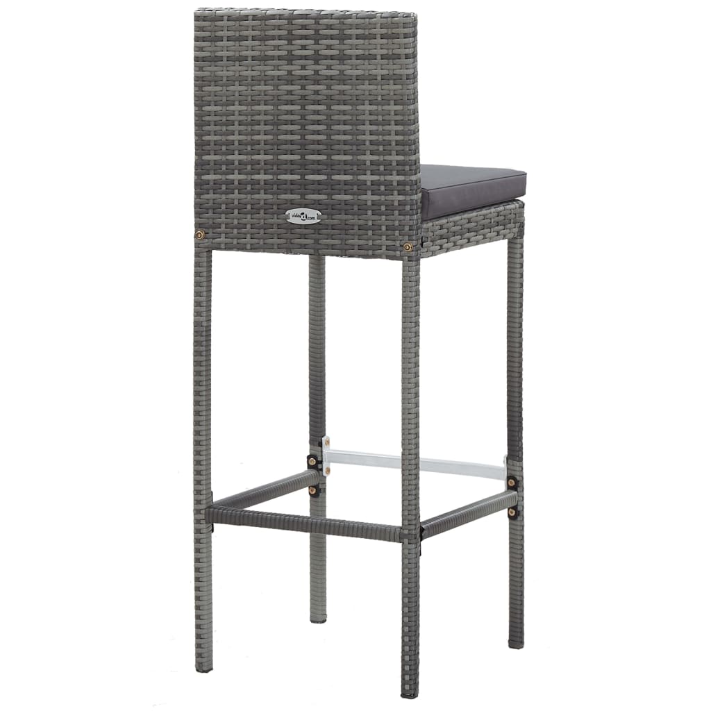 vidaXL 5-tlg. Garten-Bar-Set Poly Rattan und Akazienholz Grau