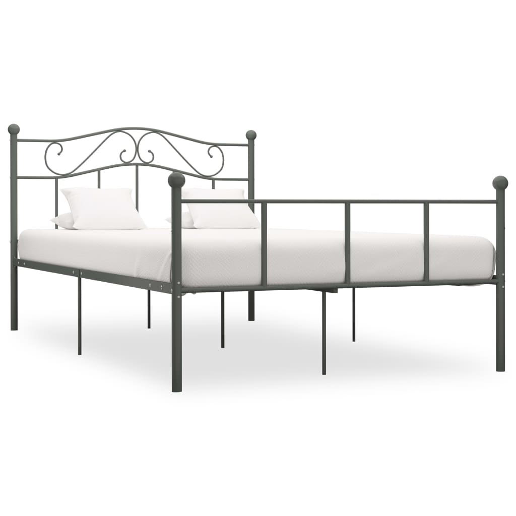 vidaXL Bettgestell Grau Metall 160×200 cm