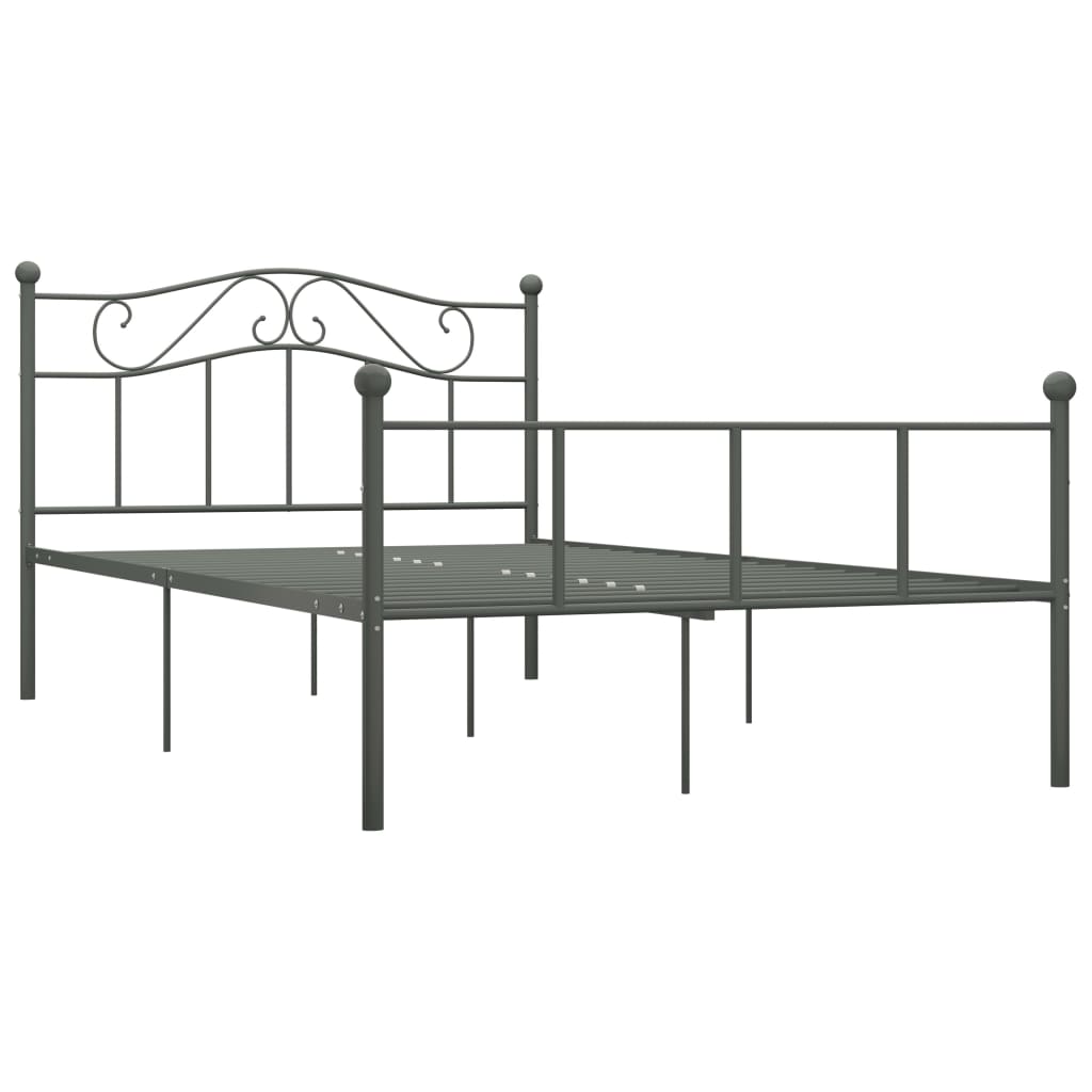 vidaXL Bettgestell Grau Metall 160×200 cm