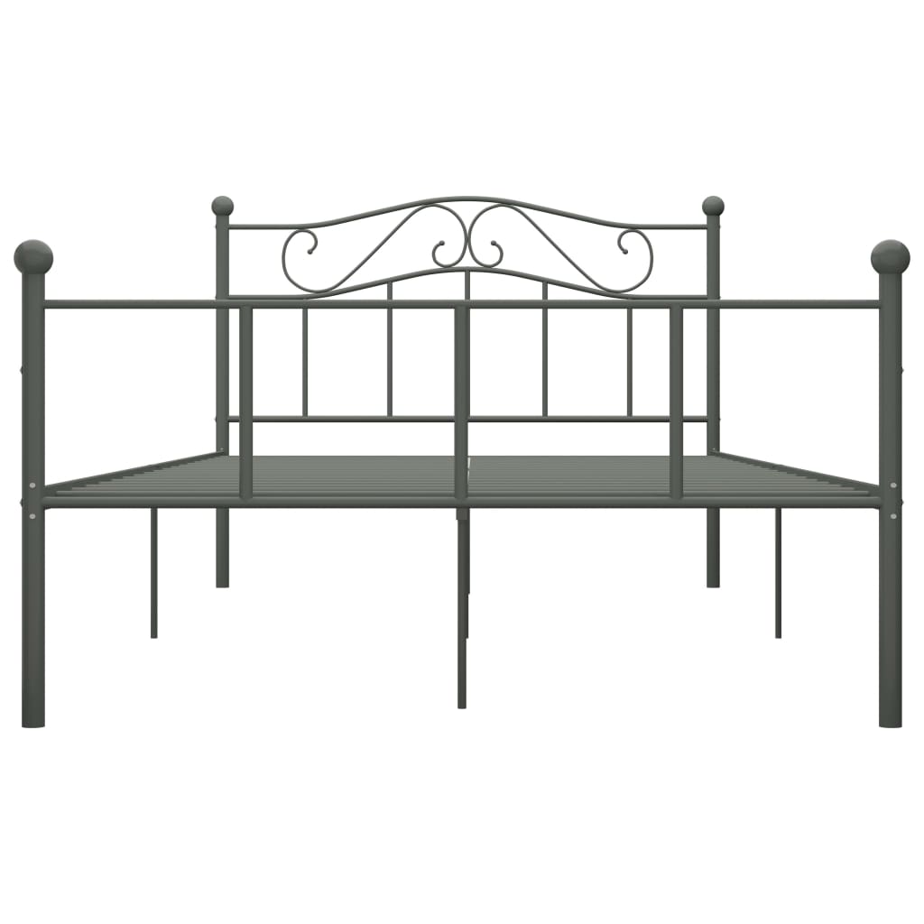 vidaXL Bettgestell Grau Metall 160×200 cm