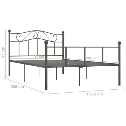 vidaXL Bettgestell Grau Metall 160×200 cm