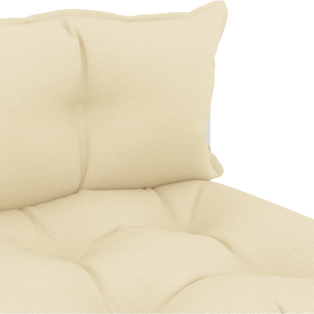 Garten-Paletten-Mittelsofa mit Kissen in Creme Holz