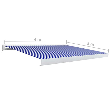 vidaXL Kassettenmarkise mit Motor 400x300 cm Blau und Weiß