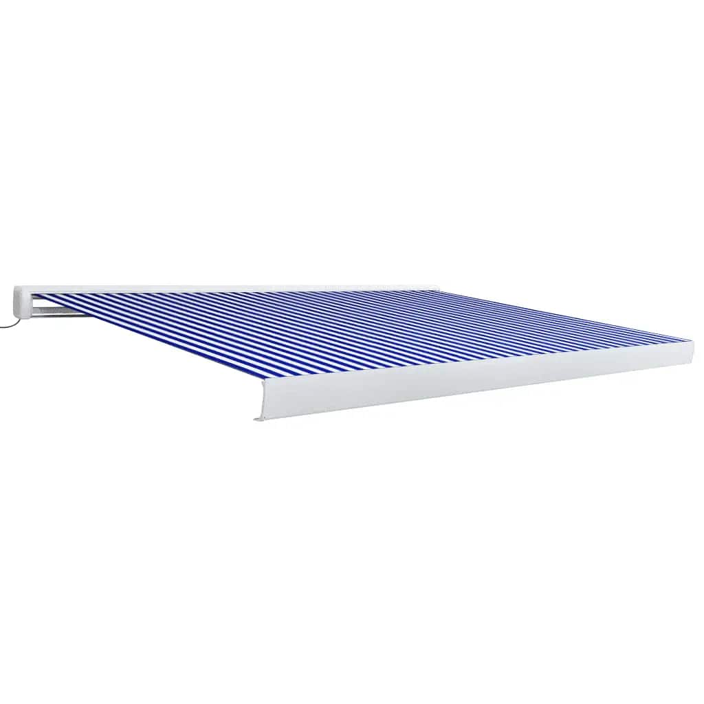 vidaXL Kassettenmarkise mit Motor 450x300 cm Blau und Weiß