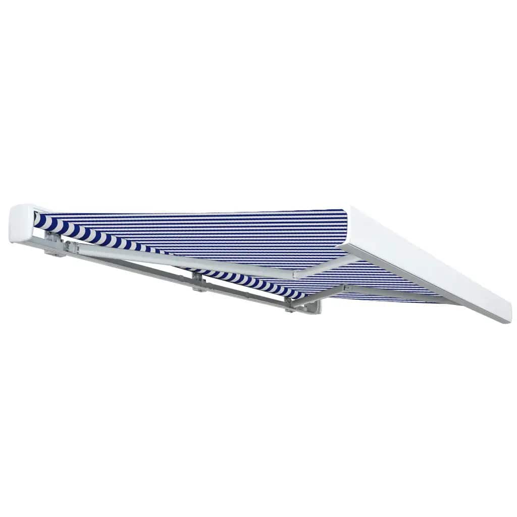 vidaXL Kassettenmarkise mit Motor 450x300 cm Blau und Weiß