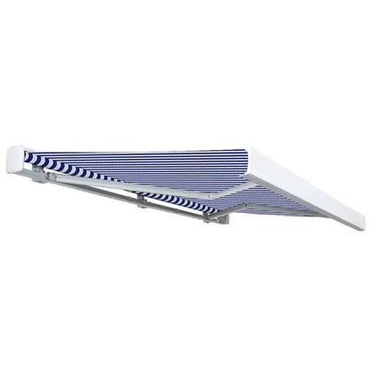 vidaXL Kassettenmarkise mit Motor 450x300 cm Blau und Weiß