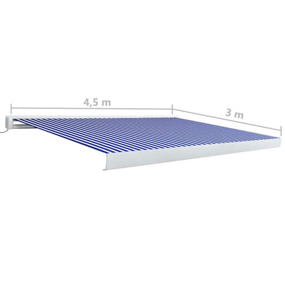 vidaXL Kassettenmarkise mit Motor 450x300 cm Blau und Weiß
