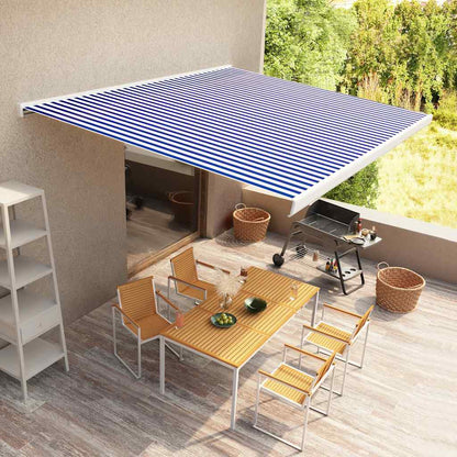 vidaXL Kassettenmarkise mit Motor 450x300 cm Blau und Weiß