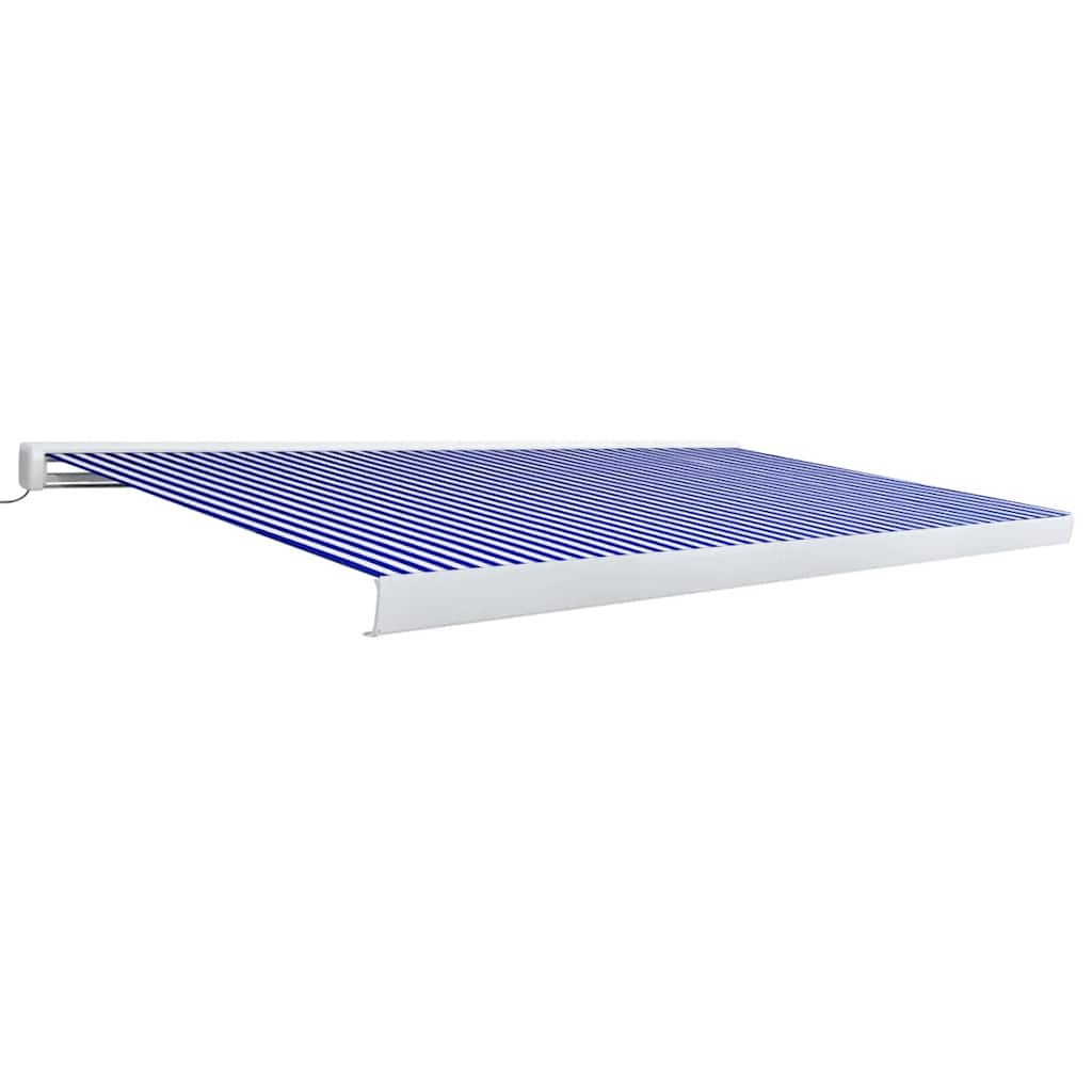 vidaXL Kassettenmarkise mit Motor 500x300 cm Blau und Weiß