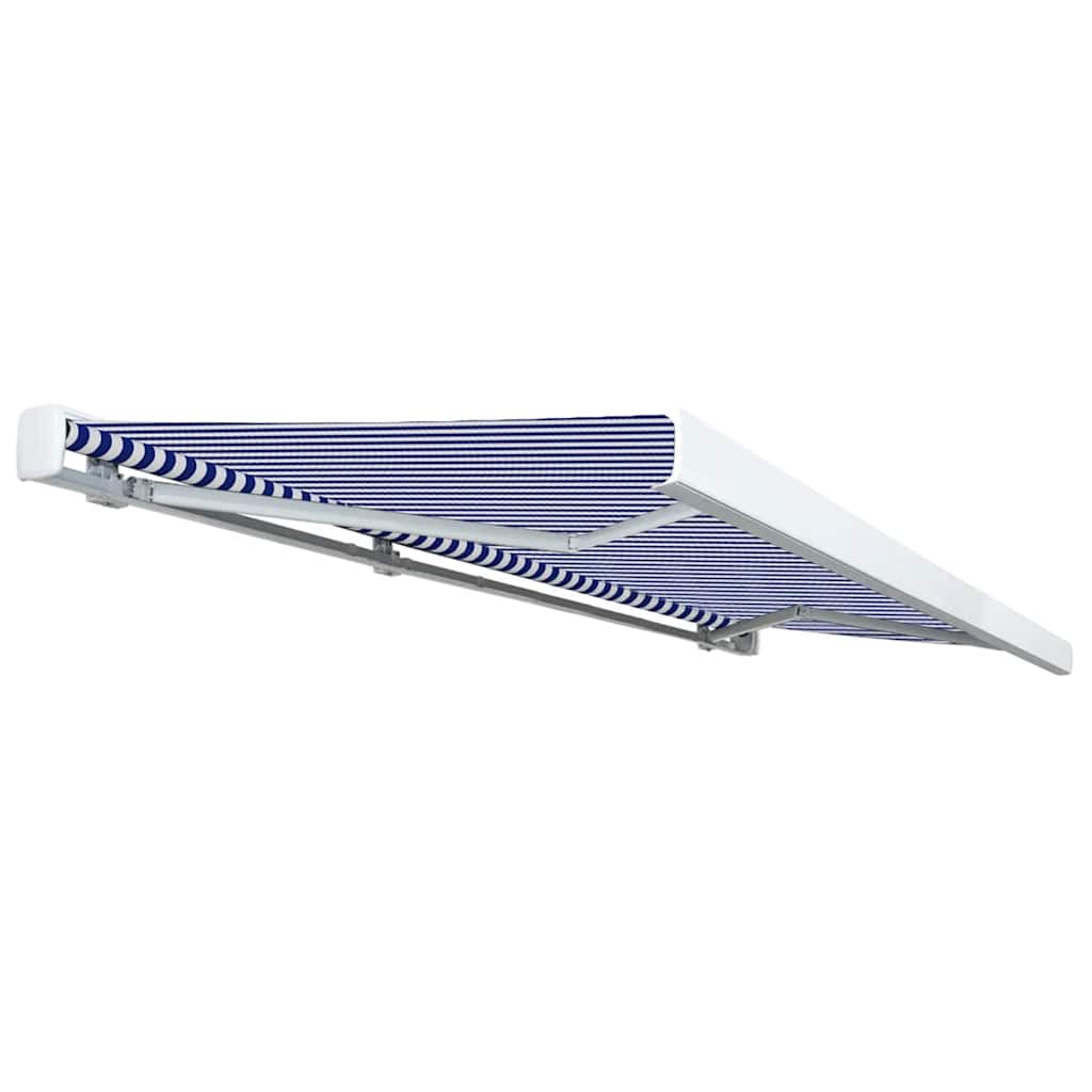 vidaXL Kassettenmarkise mit Motor 500x300 cm Blau und Weiß