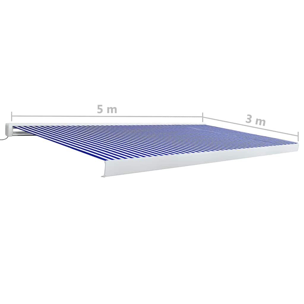 vidaXL Kassettenmarkise mit Motor 500x300 cm Blau und Weiß