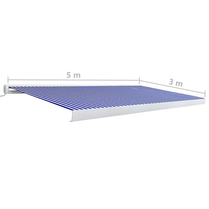 vidaXL Kassettenmarkise mit Motor 500x300 cm Blau und Weiß