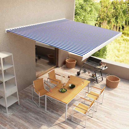 vidaXL Kassettenmarkise mit Motor 500x300 cm Blau und Weiß