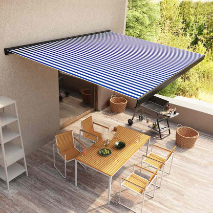 vidaXL Kassettenmarkise mit Motor 400x300 cm Blau und Weiß