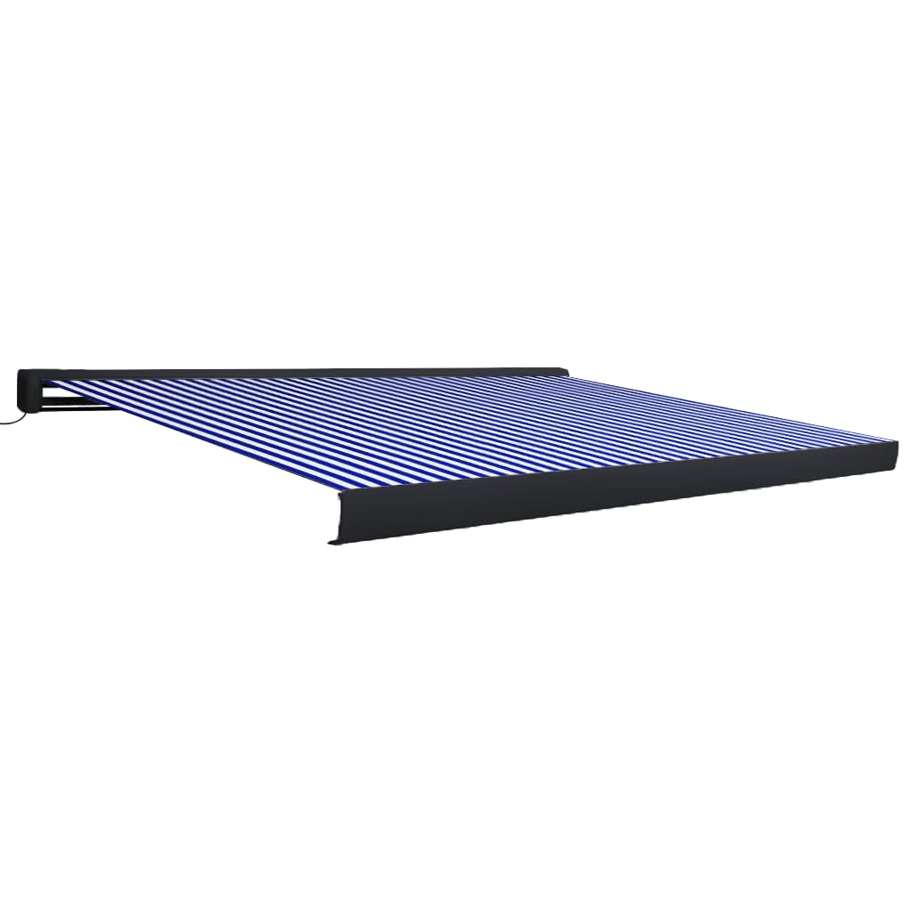 vidaXL Kassettenmarkise mit Motor 450x300 cm Blau und Weiß