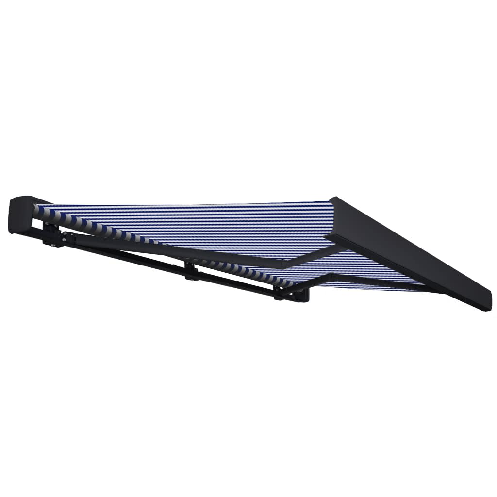 vidaXL Kassettenmarkise mit Motor 450x300 cm Blau und Weiß
