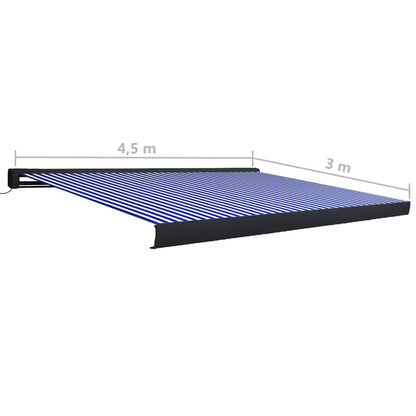 vidaXL Kassettenmarkise mit Motor 450x300 cm Blau und Weiß