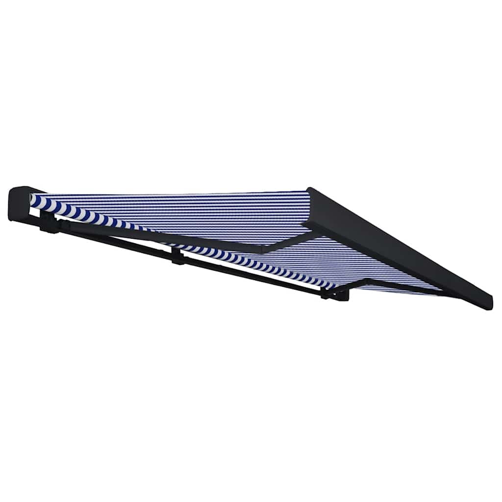 vidaXL Kassettenmarkise mit Motor 500x300 cm Blau und Weiß