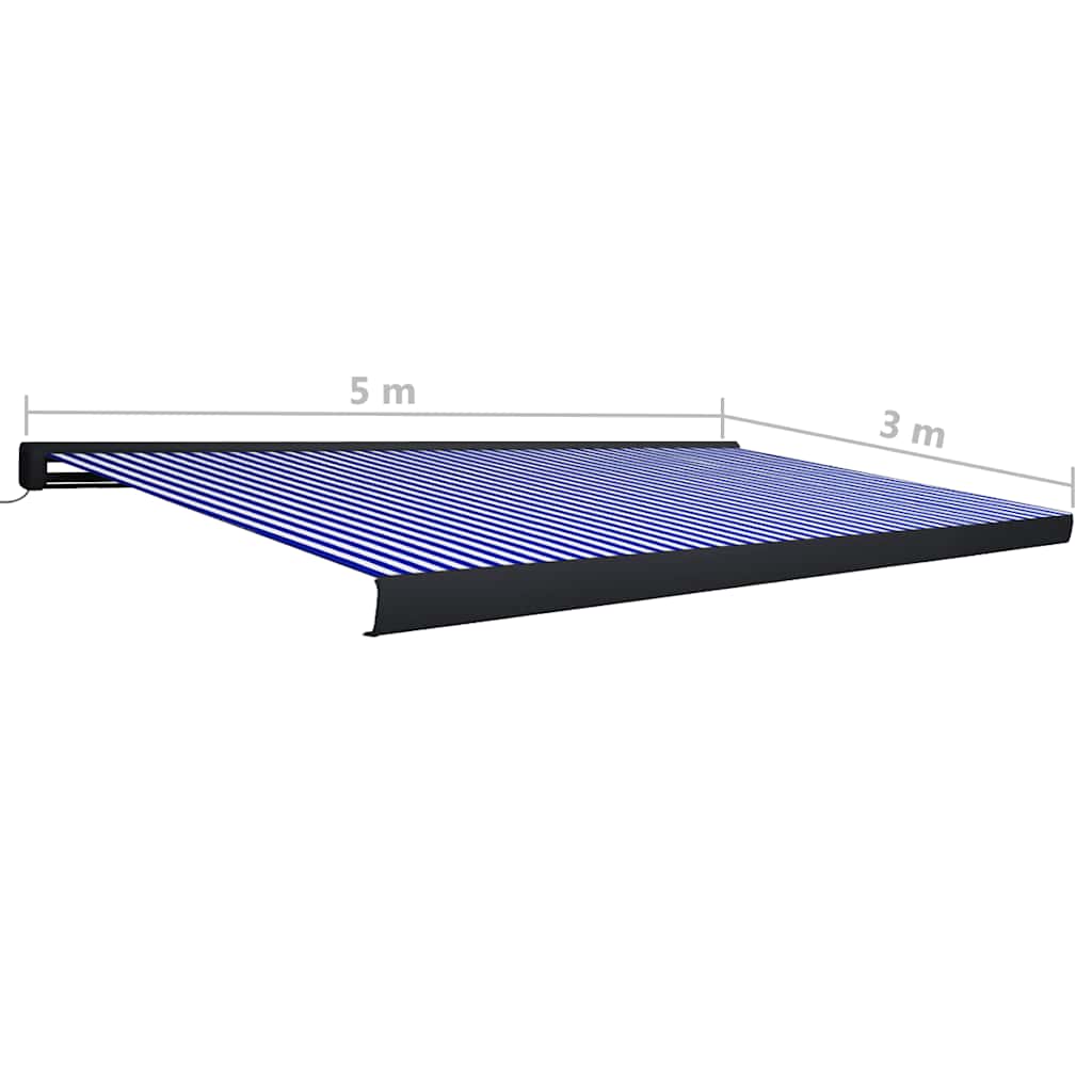 vidaXL Kassettenmarkise mit Motor 500x300 cm Blau und Weiß