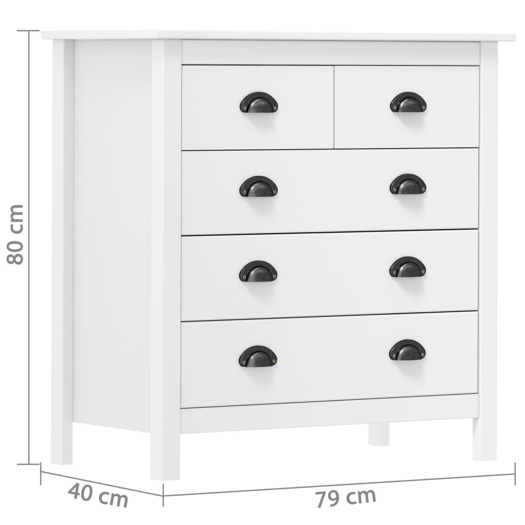 vidaXL Sideboard Hill Weiß 79x40x80 cm Massivholz Kiefer