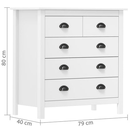 vidaXL Sideboard Hill Weiß 79x40x80 cm Massivholz Kiefer