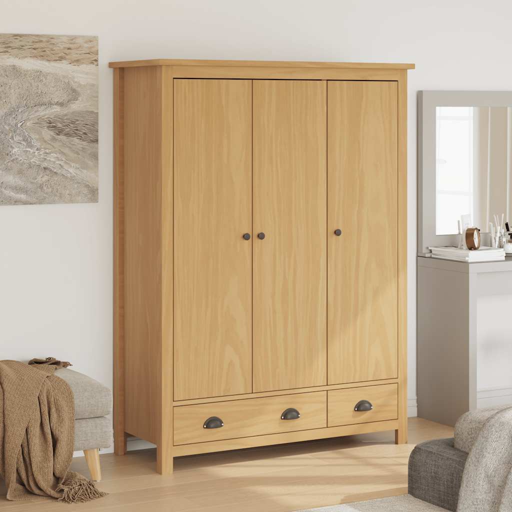 Kleiderschrank mit 3 Türen Hill 127x50x170cm Massivholz Kiefer