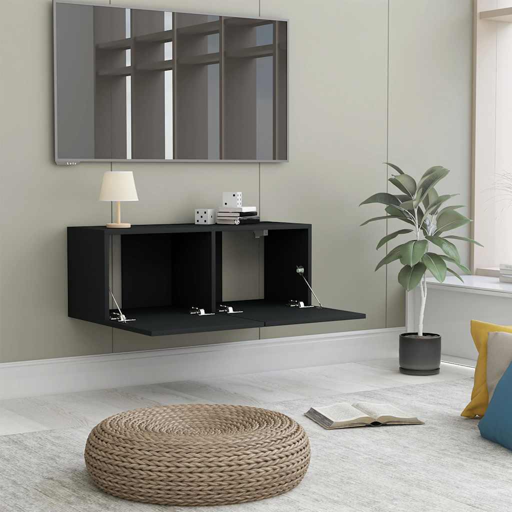vidaXL Meuble TV Noir 80x30x30 cm Aggloméré