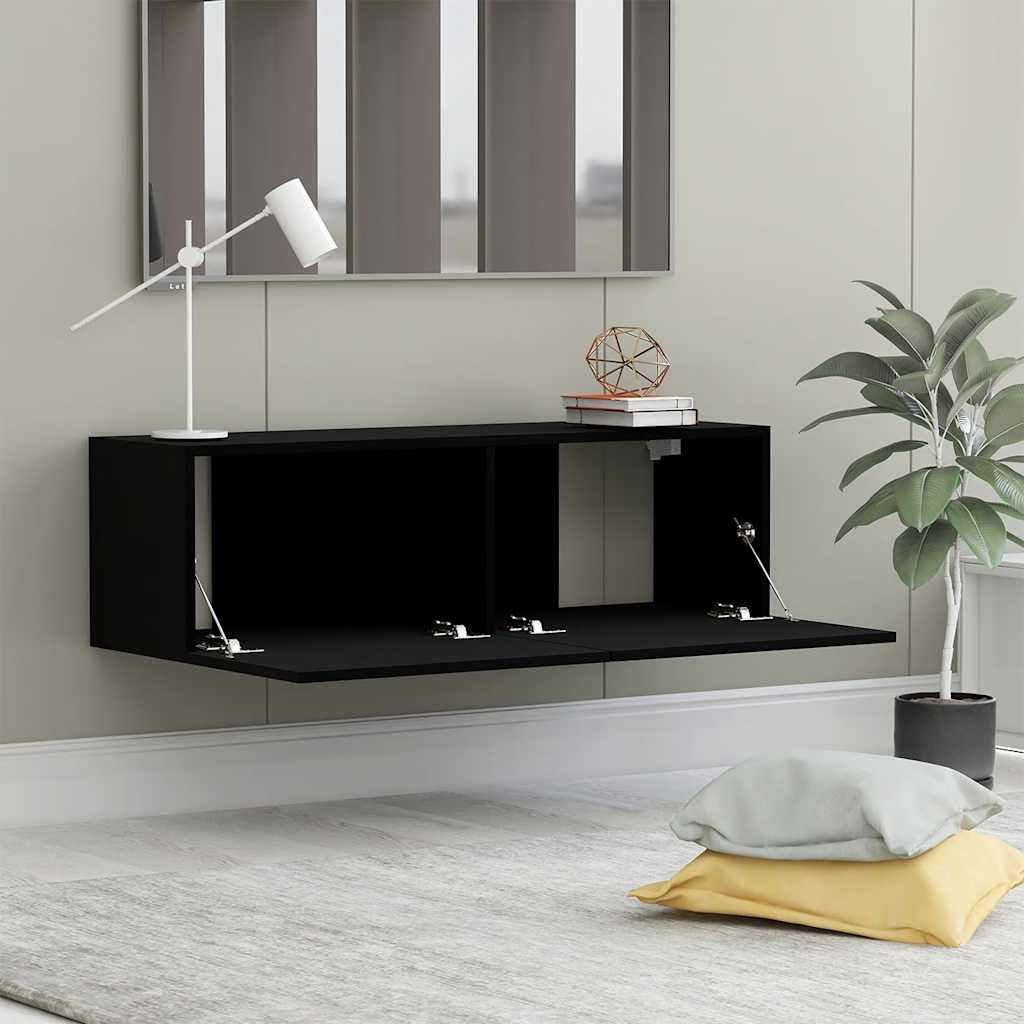 vidaXL Meuble TV Noir 100x30x30 cm Bois d'ingénierie
