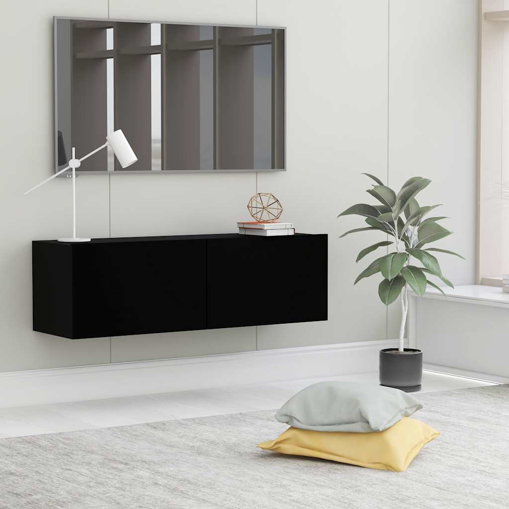 vidaXL Meuble TV Noir 100x30x30 cm Bois d'ingénierie