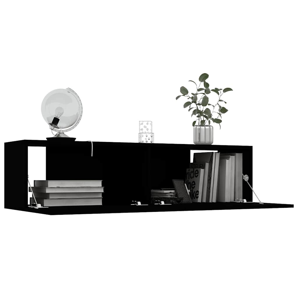vidaXL Meuble TV Noir 120x30x30 cm Bois d'ingénierie