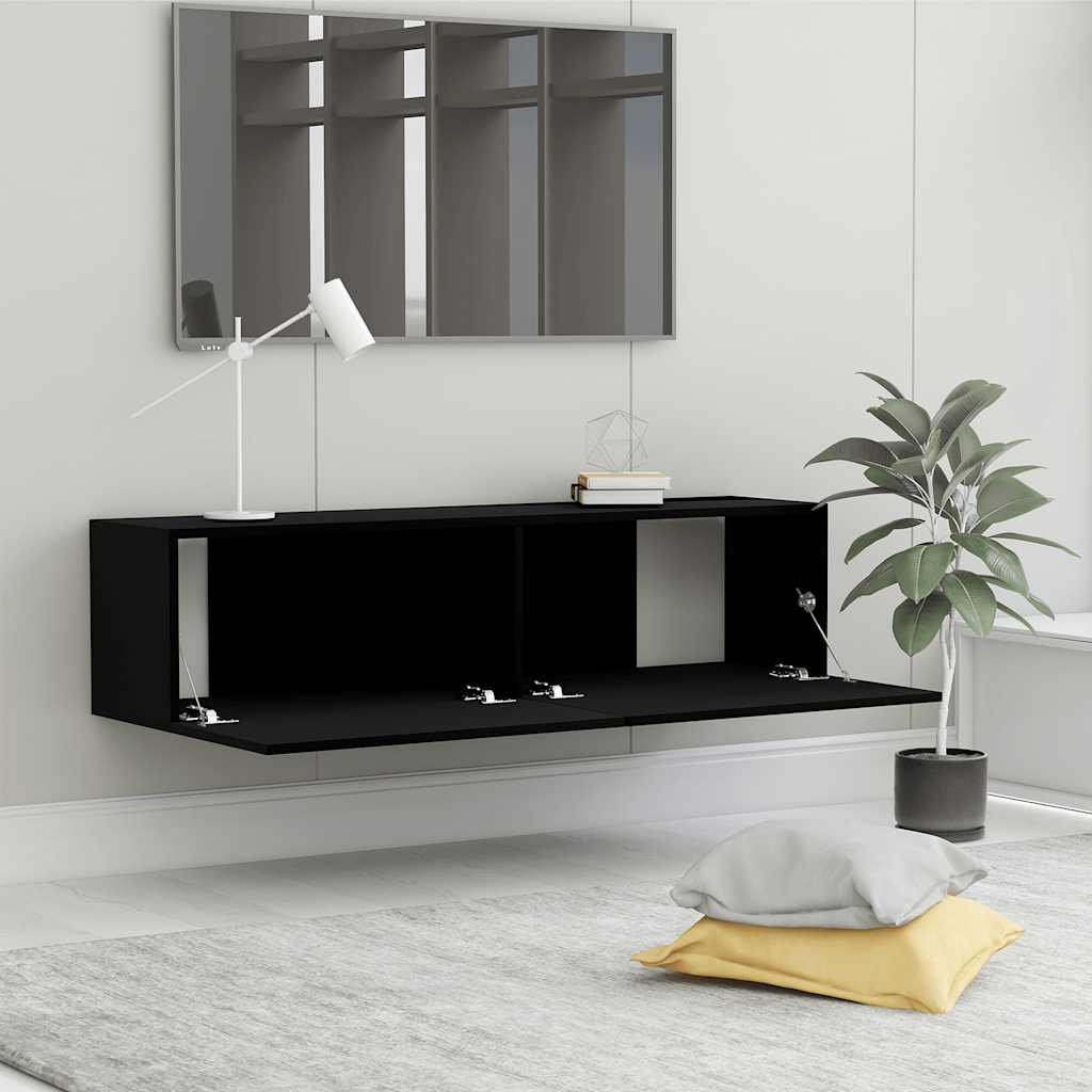vidaXL Meuble TV Noir 120x30x30 cm Bois d'ingénierie