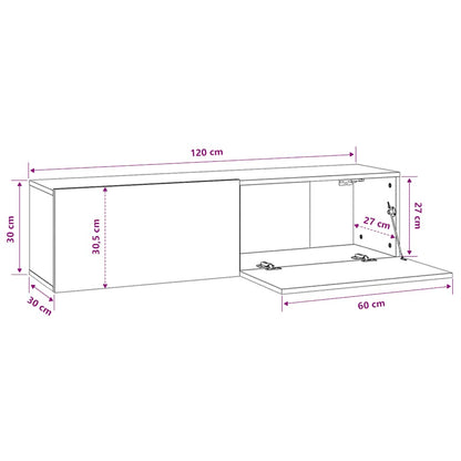 vidaXL Meuble TV Noir 120x30x30 cm Bois d'ingénierie