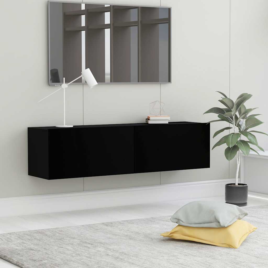vidaXL Meuble TV Noir 120x30x30 cm Bois d'ingénierie